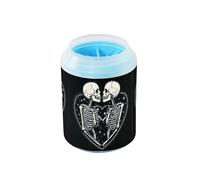 Quteprint Romantic Skeletons Skull Stars Dog Paw Cleaner Cup - Pet Foot Washer with Soft Silicone Brush, Portable Muddy Paw Cleaner for Small, Medium, Large Breed Dogs & Cats (2.56x2.56x4.53inch)