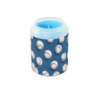 Quteprint Sport Baseball Pattern Dog Paw Cleaner Cup - Pet Foot Washer with Soft Silicone Brush, Portable Muddy Paw Cleaner for Small, Medium, Large Breed Dogs & Cats (2.56x2.56x4.53inch)