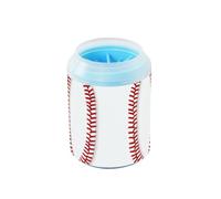 Quteprint Sport Baseball Stitches Dog Paw Cleaner Cup - Pet Foot Washer with Soft Silicone Brush, Portable Muddy Paw Cleaner for Small, Medium, Large Breed Dogs & Cats (2.56x2.56x4.53inch)