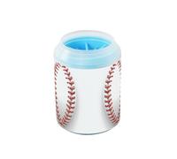 Quteprint Sport Baseball Stitching Lace Dog Paw Cleaner Cup - Pet Foot Washer with Soft Silicone Brush, Portable Muddy Paw Cleaner for Small, Medium, Large Breed Dogs & Cats (2.56x2.56x4.53inch)