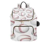 Quteprint Sport Baseballs Pattern Quilted Backpack for Women - 15L Lightweight Ladies Bag with Laptop Sleeve, Multiple Pockets, Trendy Shoulder Bags for College, Travel, Work & Daily Use