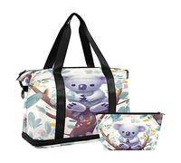 Quteprint Sports Gym Bag for Men Women, Cute Koala Bear Leaves Travel Duffel Bag with Foldable Shoe Compartment, Boys Girls Yoga Weekend Overnight Bag, Tote Bag for Workout, Hospital Bag, Multi, one,