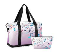 Quteprint Sports Gym Bag for Men Women, Flying Musical Notes Travel Duffel Bag with Foldable Shoe Compartment, Boys Girls Yoga Weekend Overnight Bag, Tote Bag for Workout, Hospital Bag, Multi, One