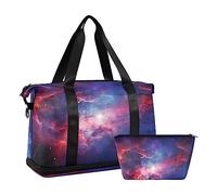 Quteprint Sports Gym Bag for Men Women, Galaxy Space Star Nebula Travel Duffel Bag with Foldable Shoe Compartment, Boys Girls Yoga Weekend Overnight Bag, Tote Bag for Workout, Hospital Bag, Multi, One