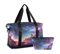 Quteprint Sports Gym Bag for Men Women, Galaxy Star Nebula Travel Duffel Bag with Foldable Shoe Compartment, Boys Girls Yoga Weekend Overnight Bag, Tote Bag for Workout, Hospital Bag, Multi, one size,