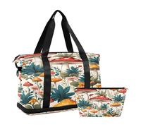 Quteprint Sports Gym Bag for Men Women, Wild Flowers Mushroom Travel Duffel Bag with Foldable Shoe Compartment, Boys Girls Yoga Weekend Overnight Bag, Tote Bag for Workout, Hospital Bag, Multi, one,