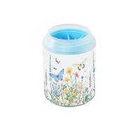 Quteprint Spring Flower Herbs Butterfly Dog Paw Cleaner Cup - Pet Foot Washer with Soft Silicone Brush, Portable Muddy Paw Cleaner for Small, Medium, Large Breed Dogs & Cats (2.56x2.56x4.53inch)