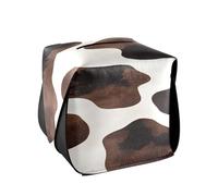 Quteprint Square Leather Tissue Box Cover Holder, Animal Cow Print Pattern Tissue Box Holder, 5.7x5.7x5.7 inch Decorative Facial Tissue Case for Home, Office, Car, Bathroom, Desk, Tabletop