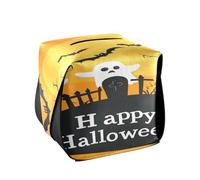 Quteprint Square Leather Tissue Box Cover Holder, Cartoon Halloween Ghosts Bats Tissue Box Holder, 5.7x5.7x5.7 inch Decorative Facial Tissue Case for Home, Office, Car, Bathroom, Desk, Tabletop