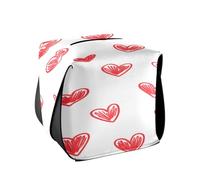Quteprint Square Leather Tissue Box Cover Holder, Happy Valentine Red Love Hearts Tissue Box Holder, 5.7x5.7x5.7 inch Decorative Facial Tissue Case for Home, Office, Car, Bathroom, Desk, Tabletop
