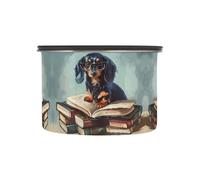 Quteprint Stainless Steel Coffee Storage Containers with Airtight Lid, Funny Reading Dachshund Dog 30oz Food Storage Container Kitchen Canister for Tea, Coffee Beans, Ground, Sugar Storage