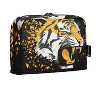 Quteprint Standing Pencil Case - Angry Animal Tiger Pencil Bag Stationery Pouch, Portable Makeup Cosmetics Bag, Desk Organizer for School, Office, Students Teens Boys & Girls