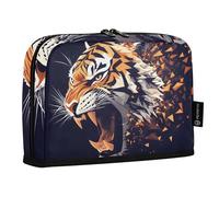 Quteprint Standing Pencil Case - Angry Tiger Animal Pencil Bag Stationery Pouch, Portable Makeup Cosmetics Bag, Desk Organizer for School, Office, Students Teens Boys & Girls