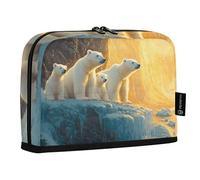 Quteprint Standing Pencil Case - Animal Polar Bear Ice Pencil Bag Stationery Pouch, Portable Makeup Cosmetics Bag, Desk Organizer for School, Office, Students Teens Boys & Girls