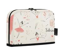 Quteprint Standing Pencil Case - Ballerina Ballet Girl Pattern Pencil Bag Stationery Pouch, Portable Makeup Cosmetics Bag, Desk Organizer for School, Office, Students Teens Boys & Girls