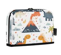 Quteprint Standing Pencil Case - Cartoon Dinosaurs Volcano Tree Pencil Bag Stationery Pouch, Portable Makeup Cosmetics Bag, Desk Organizer for School, Office, Students Teens Boys & Girls