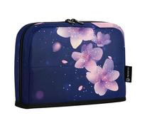 Quteprint Standing Pencil Case - Cherry Blossoms Flower Japanese Pencil Bag Stationery Pouch, Portable Makeup Cosmetics Bag, Desk Organizer for School, Office, Students Teens Boys & Girls