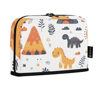 Quteprint Standing Pencil Case - Cute Dinosaurs Volcanoes Pencil Bag Stationery Pouch, Portable Makeup Cosmetics Bag, Desk Organizer for School, Office, Students Teens Boys & Girls