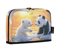 Quteprint Standing Pencil Case - Cute Polar Bear Panda Pencil Bag Stationery Pouch, Portable Makeup Cosmetics Bag, Desk Organizer for School, Office, Students Teens Boys & Girls