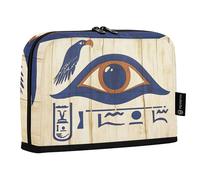 Quteprint Standing Pencil Case - Egypt Eye of Horus Papyrus Pencil Bag Stationery Pouch, Portable Makeup Cosmetics Bag, Desk Organizer for School, Office, Students Teens Boys & Girls