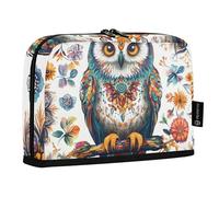 Quteprint Standing Pencil Case - Ethnic Mandala Boho Animal Owl Pencil Bag Stationery Pouch, Portable Makeup Cosmetics Bag, Desk Organizer for School, Office, Students Teens Boys & Girls