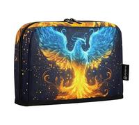 Quteprint Standing Pencil Case - Fire Ice Phoenix Flames Pencil Bag Stationery Pouch, Portable Makeup Cosmetics Bag, Desk Organizer for School, Office, Students Teens Boys & Girls