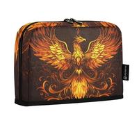 Quteprint Standing Pencil Case - Fire Phoenix Animal Pencil Bag Stationery Pouch, Portable Makeup Cosmetics Bag, Desk Organizer for School, Office, Students Teens Boys & Girls
