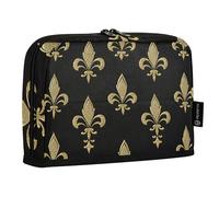Quteprint Standing Pencil Case - Fleur De Lis Flower Pencil Bag Stationery Pouch, Portable Makeup Cosmetics Bag, Desk Organizer for School, Office, Students Teens Boys & Girls