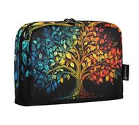 Quteprint Standing Pencil Case - Four Season Tree Life Leaves Pencil Bag Stationery Pouch, Portable Makeup Cosmetics Bag, Desk Organizer for School, Office, Students Teens Boys & Girls