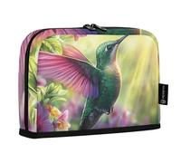 Quteprint Standing Pencil Case - Hummingbird Flowers Sunlight Pencil Bag Stationery Pouch, Portable Makeup Cosmetics Bag, Desk Organizer for School, Office, Students Teens Boys & Girls
