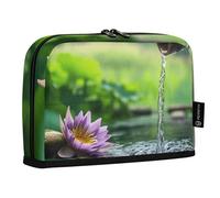 Quteprint Standing Pencil Case - Japanese Bamboo Lotus Zen Pencil Bag Stationery Pouch, Portable Makeup Cosmetics Bag, Desk Organizer for School, Office, Students Teens Boys & Girls