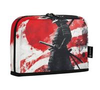 Quteprint Standing Pencil Case - Japanese Samurai Pencil Bag Stationery Pouch, Portable Makeup Cosmetics Bag, Desk Organizer for School, Office, Students Teens Boys & Girls