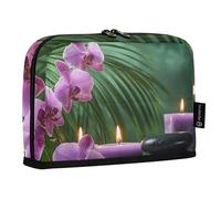 Quteprint Standing Pencil Case - Japanese Zen Candles Orchid Pencil Bag Stationery Pouch, Portable Makeup Cosmetics Bag, Desk Organizer for School, Office, Students Teens Boys & Girls