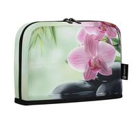 Quteprint Standing Pencil Case - Japanese Zen Flower Orchid Pencil Bag Stationery Pouch, Portable Makeup Cosmetics Bag, Desk Organizer for School, Office, Students Teens Boys & Girls