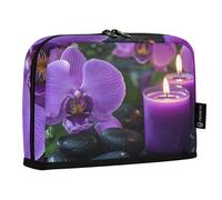 Quteprint Standing Pencil Case - Japanese Zen Purple Flower Pencil Bag Stationery Pouch, Portable Makeup Cosmetics Bag, Desk Organizer for School, Office, Students Teens Boys & Girls