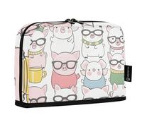 Quteprint Standing Pencil Case - Kawaii Animal Pigs Pencil Bag Stationery Pouch, Portable Makeup Cosmetics Bag, Desk Organizer for School, Office, Students Teens Boys & Girls