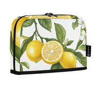 Quteprint Standing Pencil Case - Lemon Tree Branch Flowers Pencil Bag Stationery Pouch, Portable Makeup Cosmetics Bag, Desk Organizer for School, Office, Students Teens Boys & Girls
