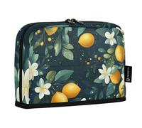 Quteprint Standing Pencil Case - Lemon Tree White Flowers Pencil Bag Stationery Pouch, Portable Makeup Cosmetics Bag, Desk Organizer for School, Office, Students Teens Boys & Girls