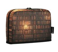 Quteprint Standing Pencil Case - Library Wall Books Candle Pencil Bag Stationery Pouch, Portable Makeup Cosmetics Bag, Desk Organizer for School, Office, Students Teens Boys & Girls