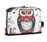 Quteprint Standing Pencil Case - Mandala Boho Animal Owl Pencil Bag Stationery Pouch, Portable Makeup Cosmetics Bag, Desk Organizer for School, Office, Students Teens Boys & Girls