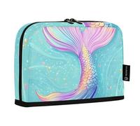 Quteprint Standing Pencil Case - Ocean Animal Mermaid Tails Pencil Bag Stationery Pouch, Portable Makeup Cosmetics Bag, Desk Organizer for School, Office, Students Teens Boys & Girls