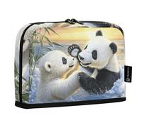 Quteprint Standing Pencil Case - Panda Polar Bear Sunset Pencil Bag Stationery Pouch, Portable Makeup Cosmetics Bag, Desk Organizer for School, Office, Students Teens Boys & Girls