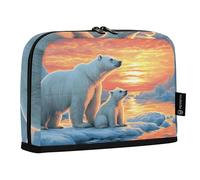 Quteprint Standing Pencil Case - Polar Bear ICY Waters Sunset Pencil Bag Stationery Pouch, Portable Makeup Cosmetics Bag, Desk Organizer for School, Office, Students Teens Boys & Girls