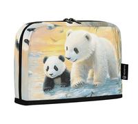 Quteprint Standing Pencil Case - Polar Bear Panda Birds Ice Pencil Bag Stationery Pouch, Portable Makeup Cosmetics Bag, Desk Organizer for School, Office, Students Teens Boys & Girls