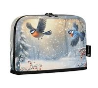 Quteprint Standing Pencil Case - Snowy Winter Flying Birds Pencil Bag Stationery Pouch, Portable Makeup Cosmetics Bag, Desk Organizer for School, Office, Students Teens Boys & Girls