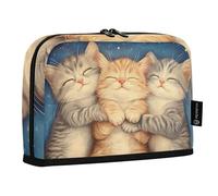 Quteprint Standing Pencil Case - Three Cute Sleeping Cat Kittens Pencil Bag Stationery Pouch, Portable Makeup Cosmetics Bag, Desk Organizer for School, Office, Students Teens Boys & Girls