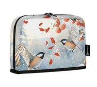 Quteprint Standing Pencil Case - Two Birds Persimmon Trees Pencil Bag Stationery Pouch, Portable Makeup Cosmetics Bag, Desk Organizer for School, Office, Students Teens Boys & Girls