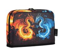Quteprint Standing Pencil Case - Two Dragons Fighting Pencil Bag Stationery Pouch, Portable Makeup Cosmetics Bag, Desk Organizer for School, Office, Students Teens Boys & Girls