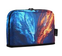 Quteprint Standing Pencil Case - Two Dragons Flames Fire Pencil Bag Stationery Pouch, Portable Makeup Cosmetics Bag, Desk Organizer for School, Office, Students Teens Boys & Girls