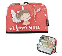 Quteprint Standing Pencil Case - Valentine Cupid Shooting Arrow Pencil Bag Stationery Pouch, Portable Makeup Cosmetics Bag, Desk Organizer for School, Office, Students Teens Boys & Girls
